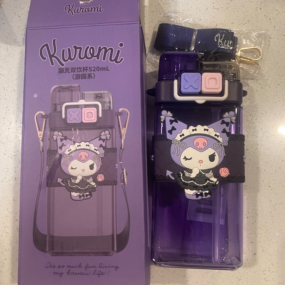 Kuromi  Water Bottle with Strap